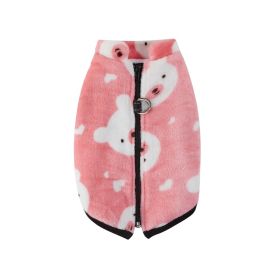 Pet Coat Zipper Flannel Plus Velvet Thickened Vest (Option: Pink-S)