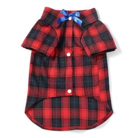 Pet Clothes Small And Medium-sized Dogs Plaid Shirt (Option: Red Bow Knot Female-M)