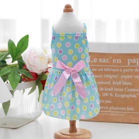 Thin PET Skirt Cat Sling Polka Dot Skirt Dog Clothes (Option: Blue-L)